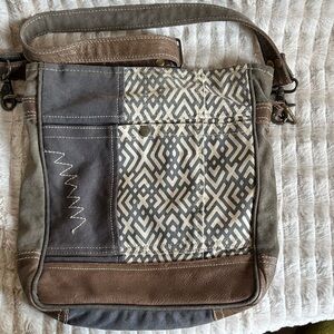 Myra Stylish Gray and Brown Crossbody